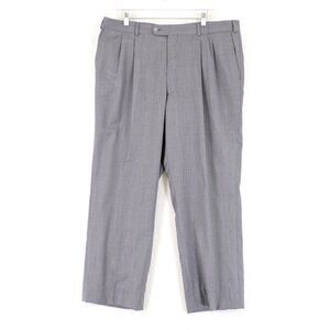 DAMAGED Unbranded Gray Pleated Cuffed Wool 39/29 Dress‎ Pants High Rise